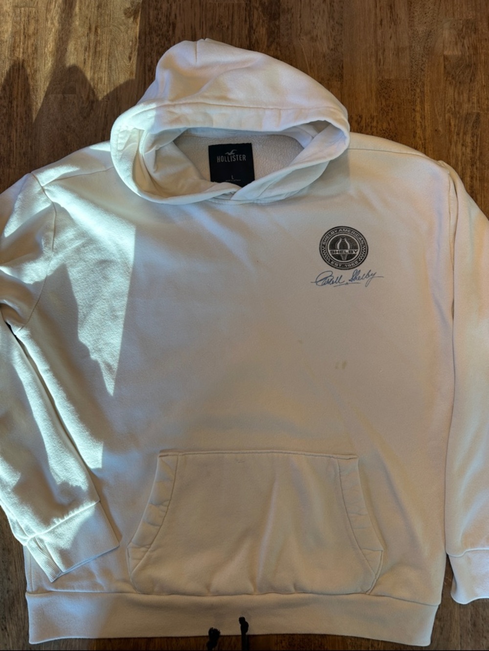 Hollister Ford Shelby White Men's Pullover Hoodie with Chest Logo